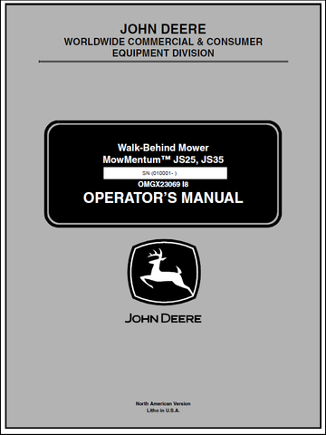 John Deere JS25, JS35 Walk-Behind Mower Mow Mentum Manual OMGX23069