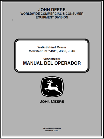 John Deere JS26, JS36, JS46 Walk-Behind Mower Mow Mentum Manual OMGX24128 