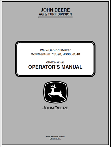 John Deere JS28, JS38, JS48 Walk-Behind Mower Mow Mentum Manual OMGX24373