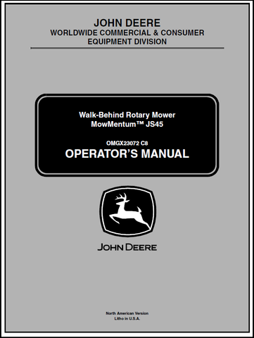 John Deere JS45 Walk-Behind Mower Mow Mentum Manual OMGX23072