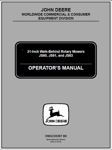 John Deere JS60, JS61, JS63 Mower Manual OMGC00397