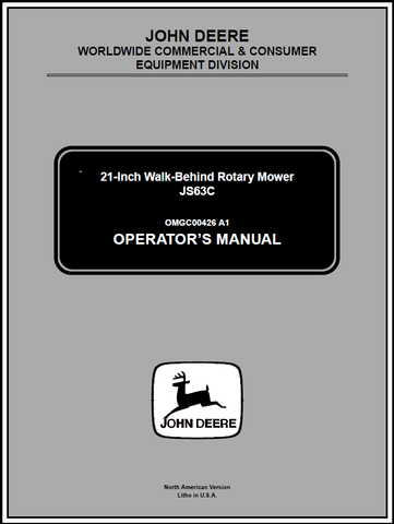 John Deere JS63C 21-Inch Walk-Behind Rotary Mower Manual OMGC00426