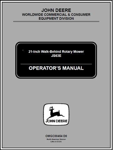 John Deere JS63E 21-Inch Walk-Behind Rotary Mower Manual OMGC00454