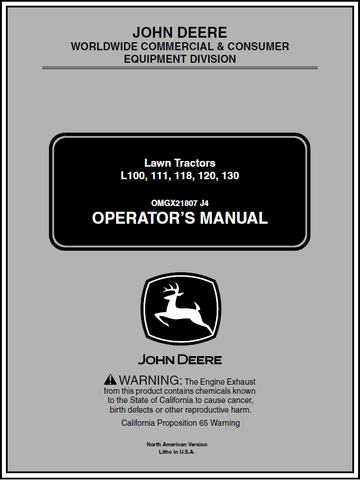 John Deere L100, L110, L118, L120, L130 Manual OMGX21807