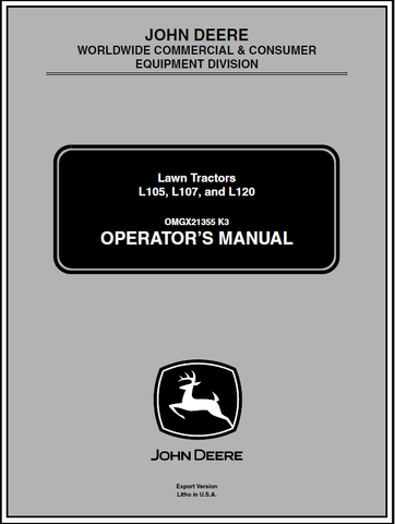 John Deere L105, L107, L120 Lawn Tractor Manual OMGX21355