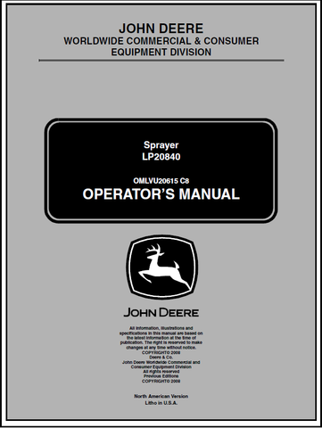 John Deere LP20840 Sprayer Manual 