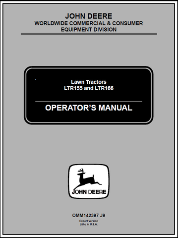 John Deere LTR155, LTR166 Lawn Tractor Manual OMM142397