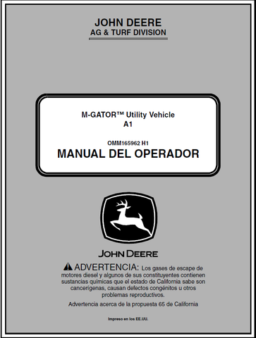 John Deere M-Gator A1 Utility Vehicle Manual OMM165962