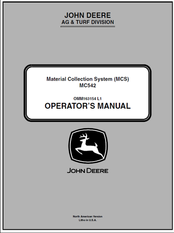 John Deere MC542 Material Collection System Manual OMM163154