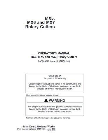 John Deere MX5, MX6, MX7 Rotary Cutter Operator's Manual OMW49246 - PDF File Download