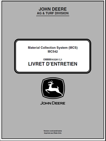John Deere Material Collection System MC542  Manual OMM163281