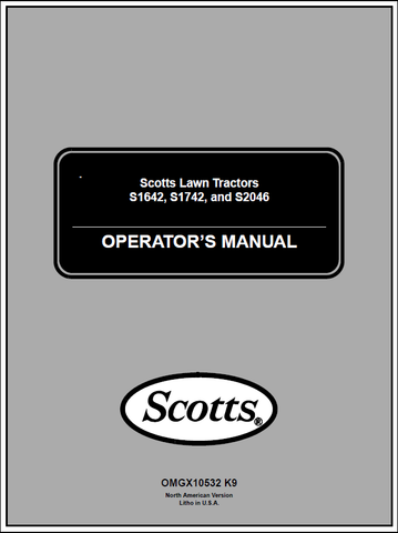 John Deere S1642, S1742, S2046 Scotts Lawn Tractor Manual OMGX10532