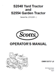 John Deere S2048 Yard, S2554 Garden Tractor Manual OMM138757