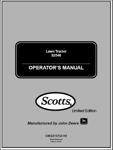 John Deere S2546 Lawn Tractor Manual OMGX10722