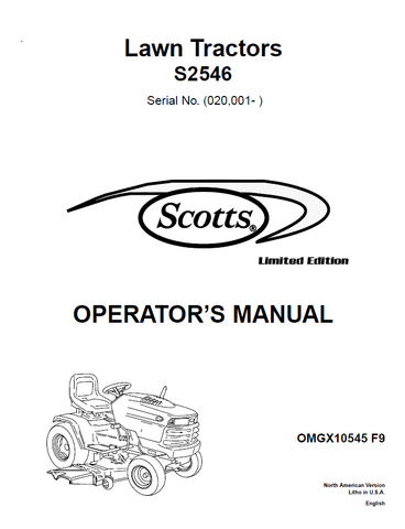 John Deere S2546 Lawn Tractor Manual OMGX10545