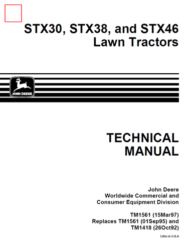 John Deere STX30, STX38, STX46 lawn Tractor Manual TM1561