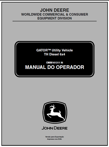 John Deere TH 6X4 Diesel Gator Utility Vehicle Manual OMM161311 