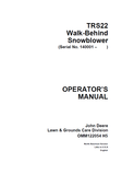 John Deere TRS22 Walk Behind Snow Thrower (SN.140001) Manual OMM122054