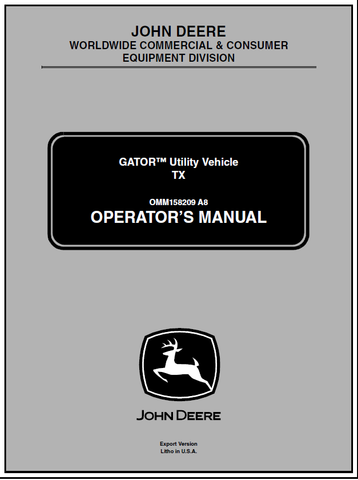 John Deere TX Gator Utility Vehicle Manual OMM158209