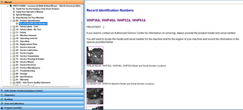 John Deere WHP36A, WHP48A, WHP52A, WHP61A Commercial Walk-Behind Mower Operator’s Manual OMTCU39800 - PDF File Download