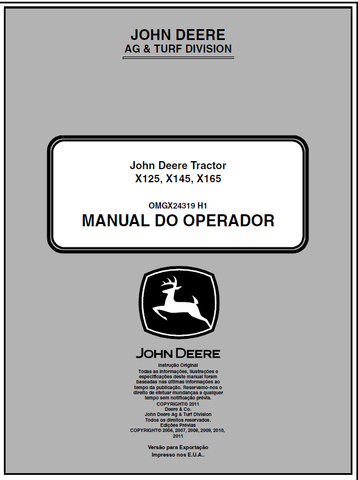 John Deere X125, X145, X165 Lawn and Garden Tractor Manual 