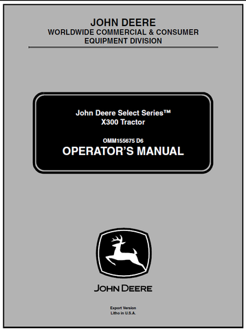 John Deere X300 Series Lawn And Garden Tractor Manual 