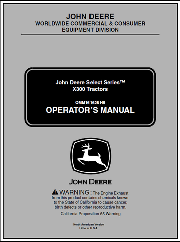 John Deere X300 Series Lawn and Garden Tractor Manual 