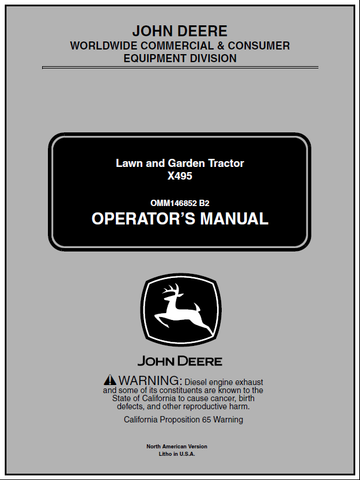 John Deere X495 Lawn And Garden Tractor Manual 