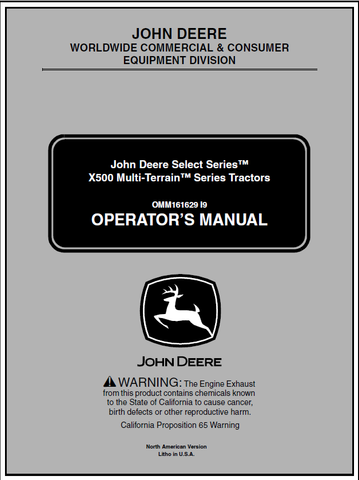 John Deere X500 Multi-Terrain Series Tractor Manual 