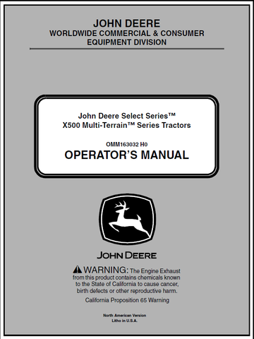 John Deere X500 Multi-Terrain Series Tractor Manual 