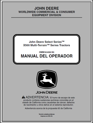 John Deere X500 Multi-Terrain Series Tractor Manual 