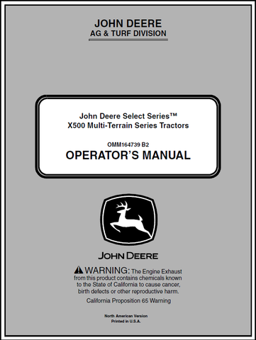 John Deere X500 Multi-Terrain Series Tractor Manual 