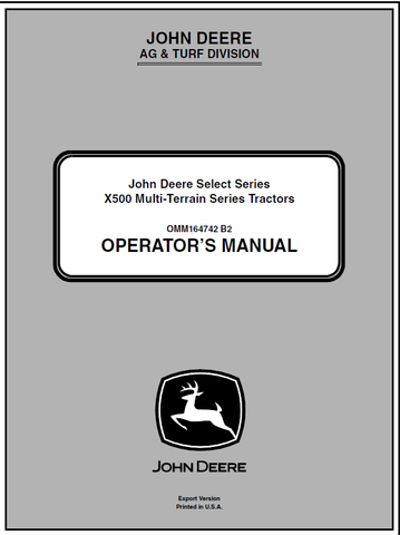 John Deere X500 Multi-Terrain Series Tractor Manual 