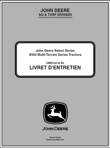 John Deere X500 Multi-Terrain Series Tractor Manual 