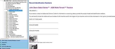 John Deere X534, X540 Multi-Terrain Series Tractor Manual 