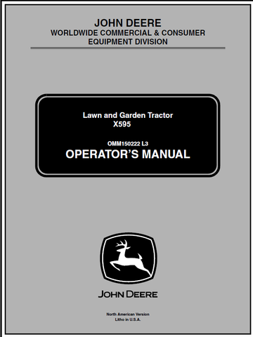 John Deere X595 Lawn And Garden Tractor (SN.030001) Manual 