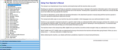 John Deere X710, X730, X734, X738, X739 Riding Lawn Tractor Manual 