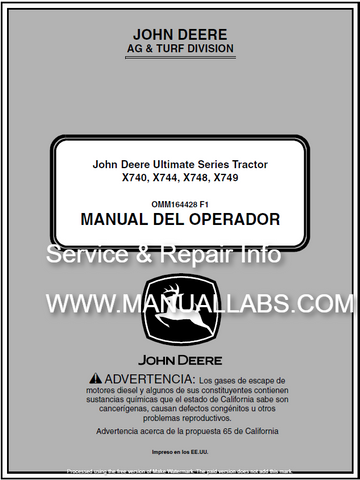 John Deere X740, X744, X748, X749 Tractors Operator’s Manual 