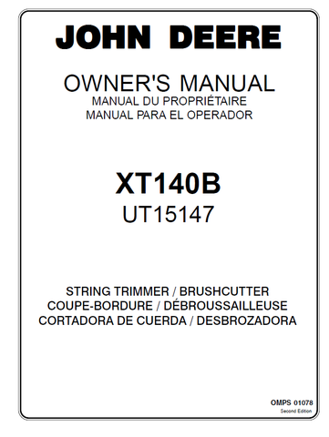 John Deere XT140B String Trimmers (UT15147) Manual OMPS01078