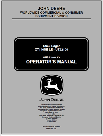 John Deere XT140SE LE Split Boom Trimmer (UT22100) Manual OMPS05088