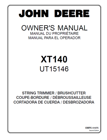 John Deere XT140 String Trimmers (UT15146) Manual OMPS01075