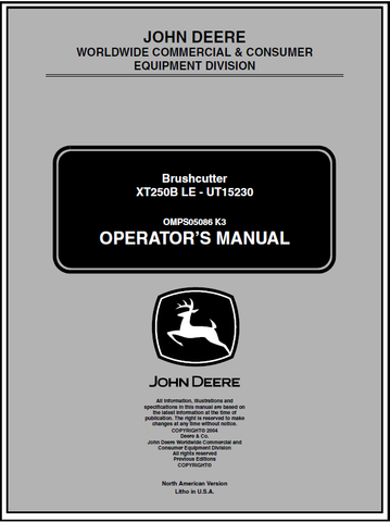 John Deere XT250B LE Brush cutter (UT15230) Manual OMPS05086