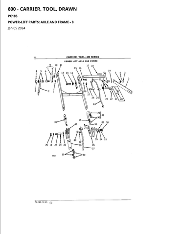 John Deere 600 Series Carrier, Tool, Drawn Parts Catalogue Manual (PC185) - PDF File Download