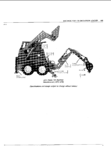 John Deere 165 - BACKHOE 165 Backhoe For 170 Skid-Steer Loader Parts Catalogue Manual (PC1374) - PDF File Download