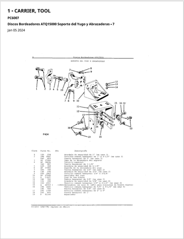 John Deere Portaherramientas 1 y 9A Parts Catalogue Manual (PC6007) - PDF File Download