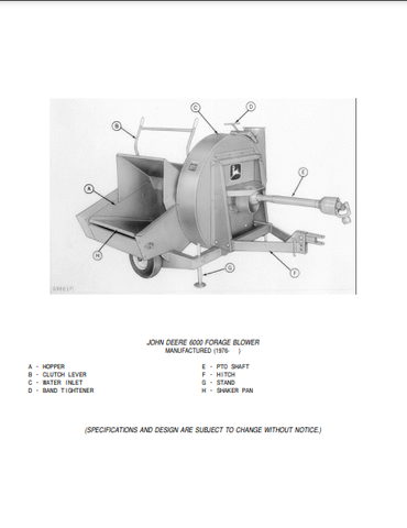 John Deere 6000 Forage Blower Parts Catalogue Manual (PC1589) - PDF File Download