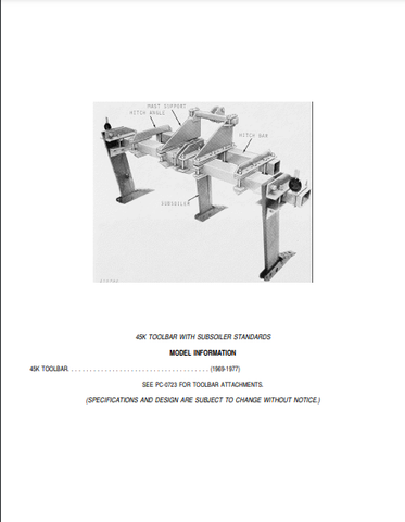 John Deere 45K Toolbar Parts Catalogue Manual (PC1191) - PDF File Download