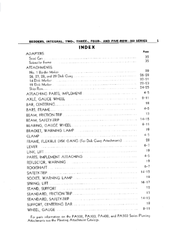 John Deere 860 Two, Three, Four and Five-Row Integral Bedders Parts Catalogue Manual (PC543) - PDF File Download