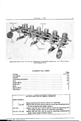 John Deere CK Series Integral Tool Bar Parts Catalogue Manual (PC942) - PDF File Download