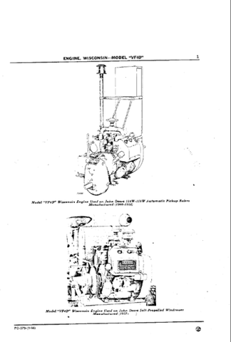 John Deere 116S - Baler Engines Model VF4D Wisconsin Engine Parts Catalogue Manual (PC579) - PDF File Download